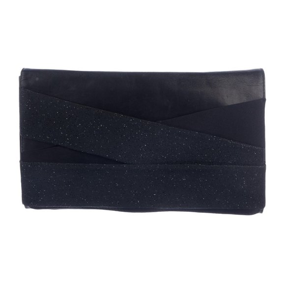 Herve Leger Black Embellished Leather Clutch